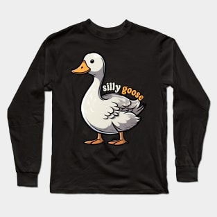 Silly Goose Funny Retro Goose Long Sleeve T-Shirt